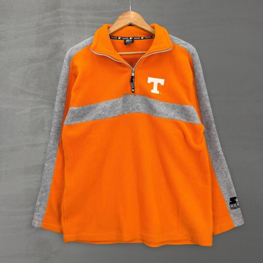 StarterVintage  Tennessee Volunteers Quarter Zip Fleece Vols Orange Grey Medium